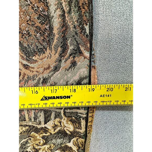 Vintage Fox Hunt Woven Tapestry Panel Horse Hounds Equestrian Scene 18x19 - Picture 7 of 8